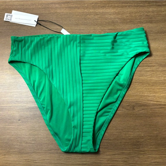 SANCTUARY BNWT High Waisted Ribbed Bikini Bottom, Green, Size Large. - Picture 7 of 7